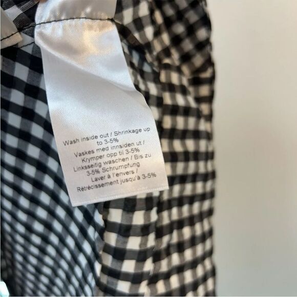 Ganni Seersucker Peplum Top 40 Us 8-10 Black White Plaid Tank Blouse Gingham - Picture 7 of 15